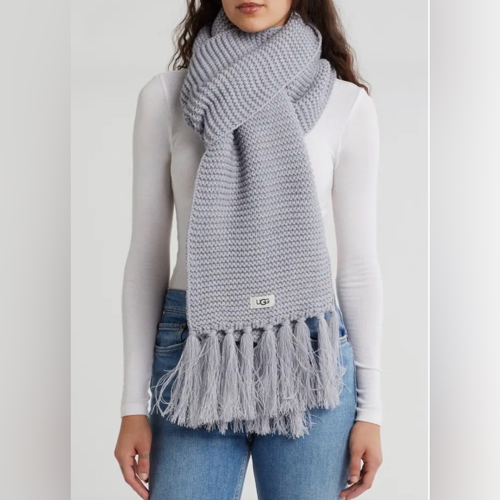 UGG Light Gray Fringe Scarf